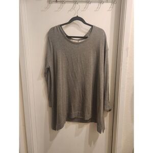 Soft Surrounding Women's Large Gray Long Sleeve Gray Tunic W/Rib Knit Sleeve Top